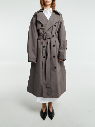 The Frankie Shop - Mavis Oversized Trench in Grey