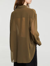 The Frankie Shop - Peri Georgette Shirt in Khaki