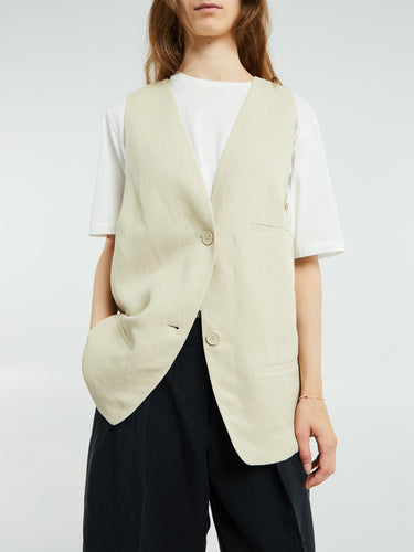 The Frankie Shop - Melrose Linen Vest in Cement