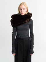 The Frankie Shop - Ginevra Faux Fur Scarf in Brown