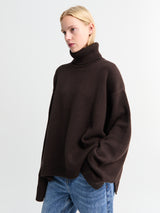 The Frankie Shop - Rhea Trapeze Turtleneck in Dark Brown