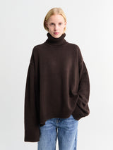 The Frankie Shop - Rhea Trapeze Turtleneck in Dark Brown