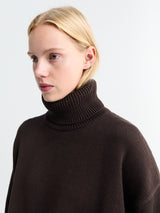 The Frankie Shop - Rhea Trapeze Turtleneck in Dark Brown