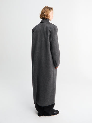The Frankie Shop - Gaia Double Breasted Coat in Dark Grey Melange