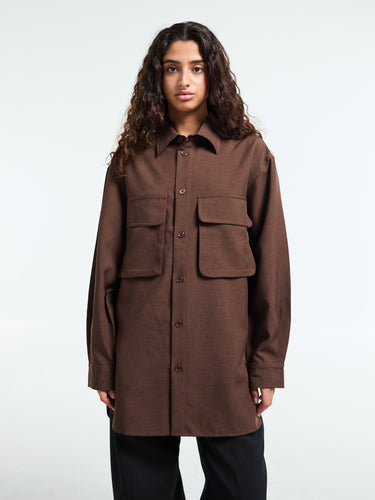 The Frankie Shop - Culver Cargo Shirt in Dark Brown