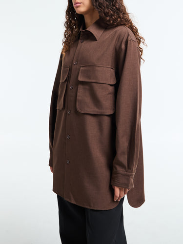 The Frankie Shop - Culver Cargo Shirt in Dark Brown