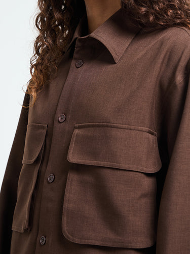 The Frankie Shop - Culver Cargo Shirt in Dark Brown