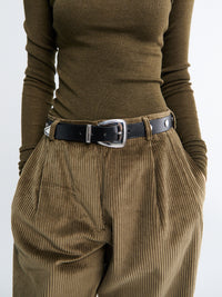 The Frankie Shop - Perth Studded Leather Belt in Black and Silver