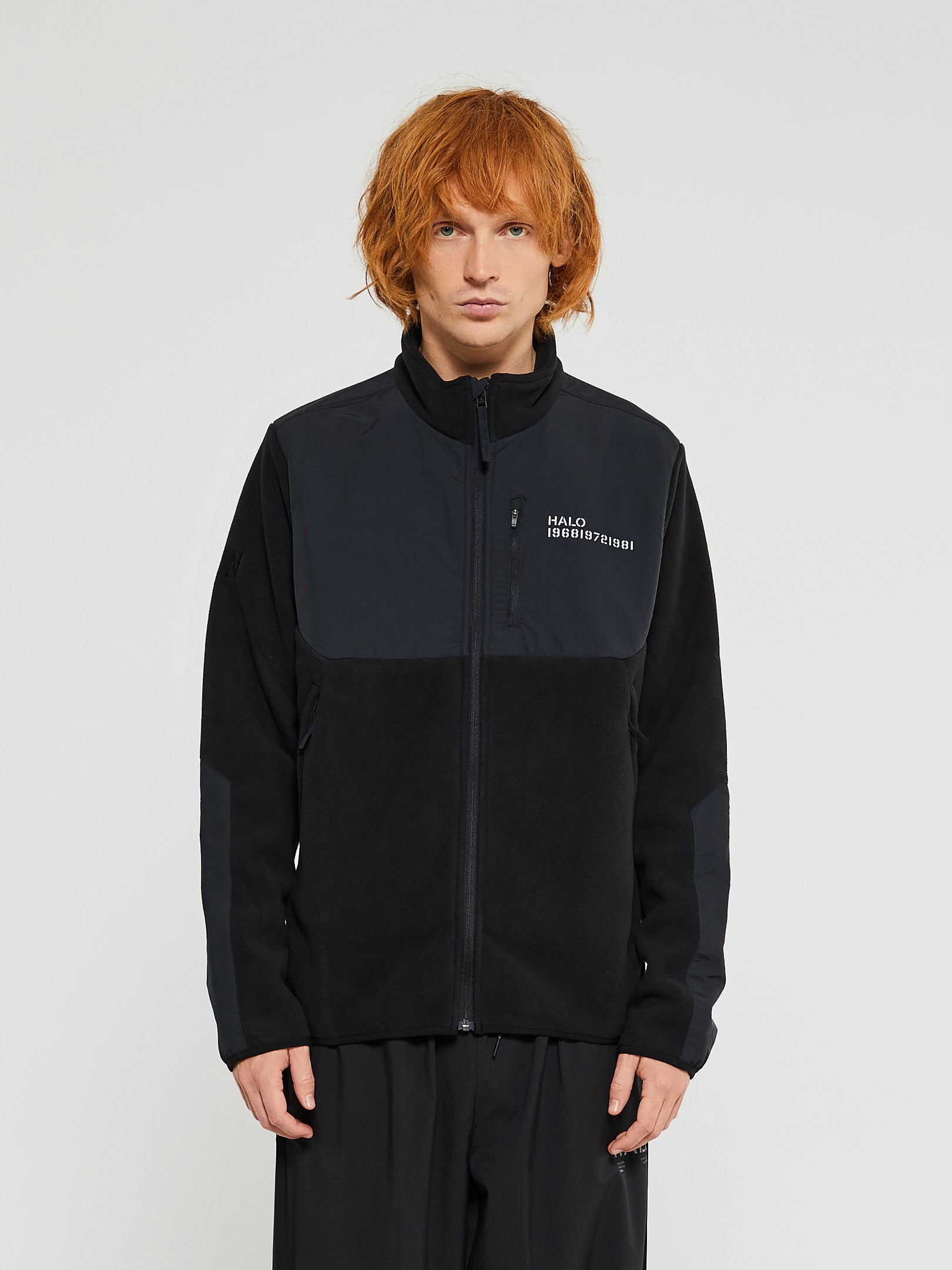 HALO - Blocked Zip Fleece Jacket in Black