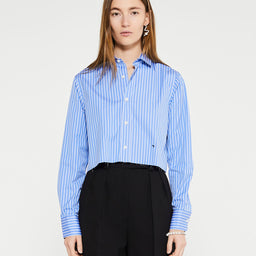 HommeGirls - Cropped Shirt in Blue and White Stripes