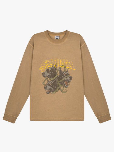 Sauna - Hound LongSleeve T-Shirt in Washed Beige