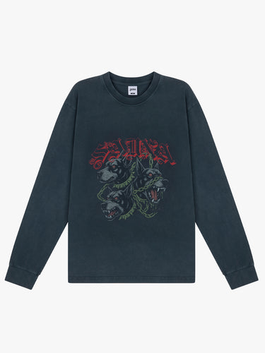 Sauna - Hound LongSleeve T-Shirt in Washed Black