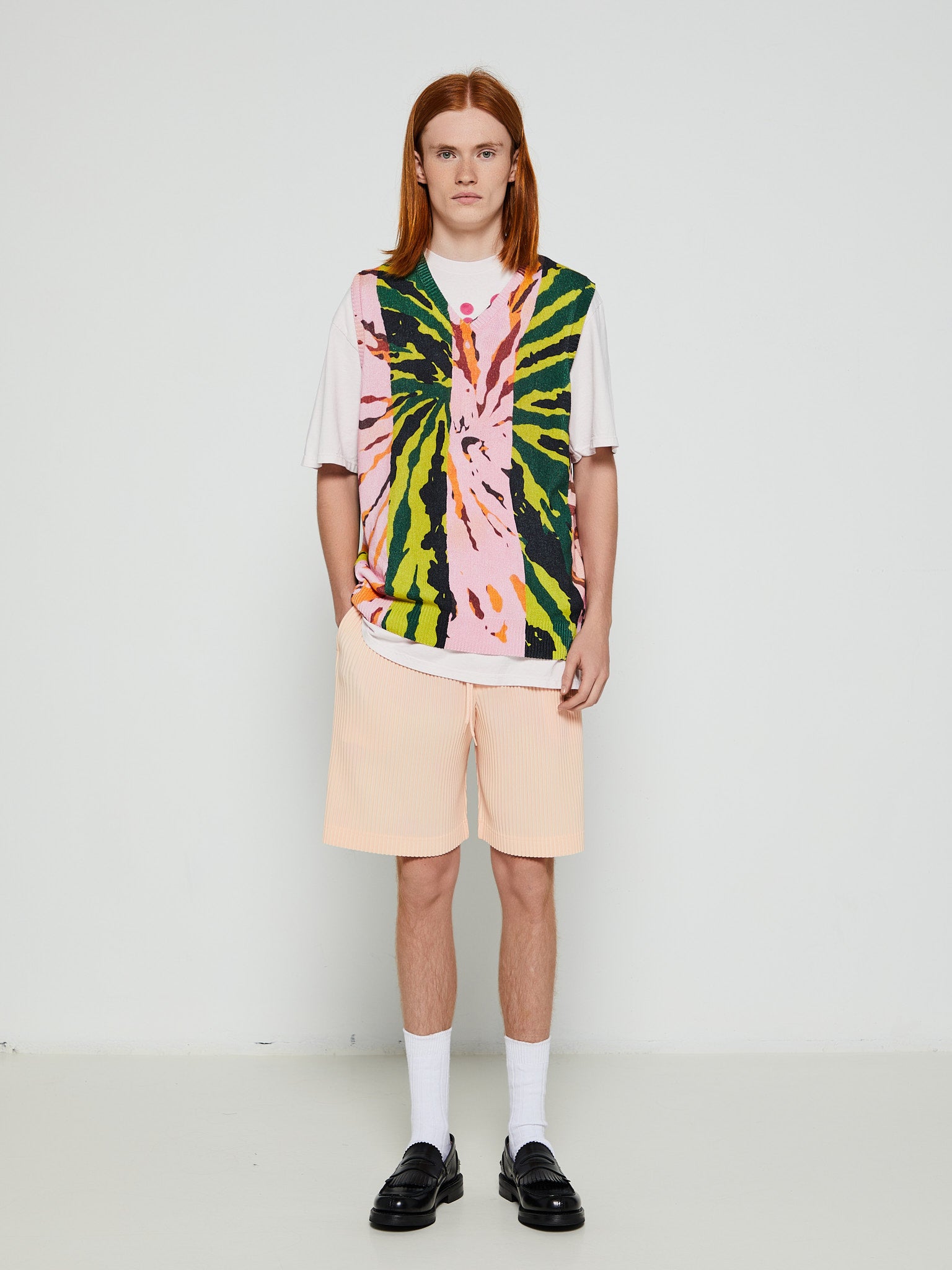 Homme Plisse - Pleated Shorts in Salmon Pink