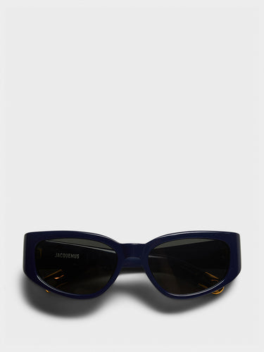 Jacquemus Eyewear - Gala Sunglasses in Navy, Yellow Gold and Grey