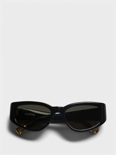 Jacquemus Eyewear - Gala Sunglasses in Black, Yellow Gold and Grey