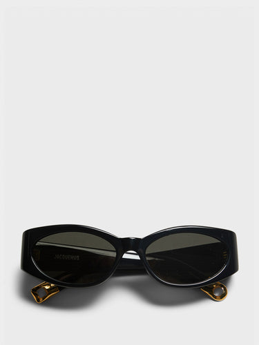 Jacquemus Eyewear - Ovalo Sunglasses in Black, Yellow Gold and Grey