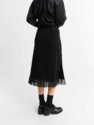 Jil Sander - Fringed Midi Skirt in Black