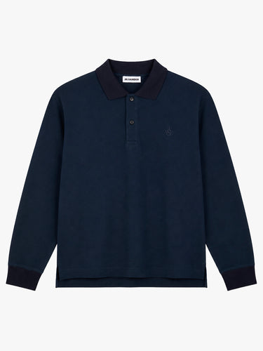 Jil Sander - Long-Sleeved Embroidery Polo in Ink