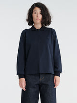 Jil Sander - Long-Sleeved Embroidery Polo in Ink