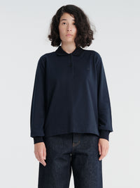 Jil Sander - Long-Sleeved Embroidery Polo in Ink