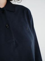 Jil Sander - Long-Sleeved Embroidery Polo in Ink