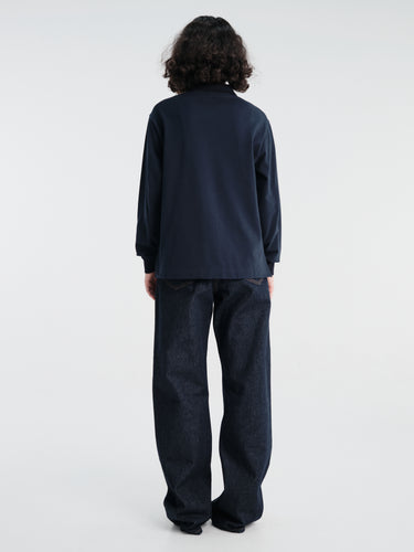 Jil Sander - Long-Sleeved Embroidery Polo in Ink