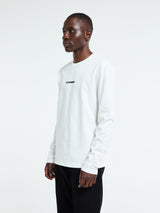 Jil Sander - Cotton Crewneck Long Sleeve Logo T-Shirt in Porcelain