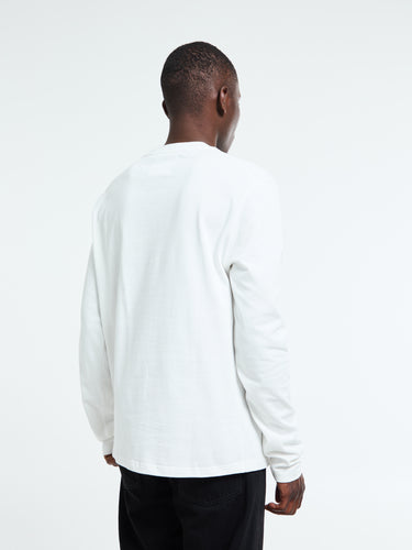 Jil Sander - Cotton Crewneck Long Sleeve Logo T-Shirt in Porcelain