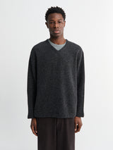 Lady White Co. - V Neck Snap Sweater in Charcoal
