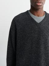 Lady White Co. - V Neck Snap Sweater in Charcoal