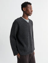 Lady White Co. - V Neck Snap Sweater in Charcoal