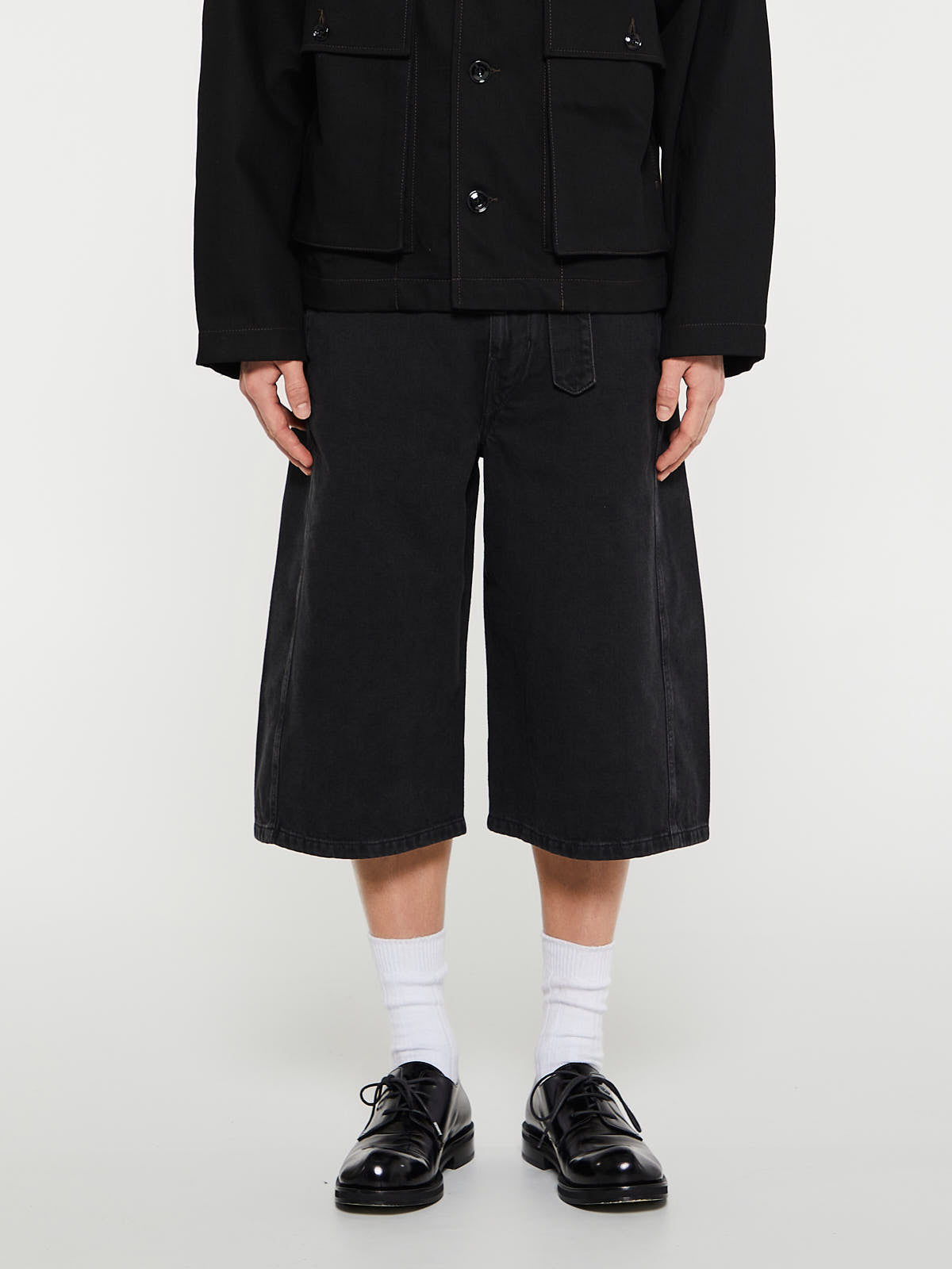 Lemaire - Twisted Shorts in Denim Soft Bleached Black