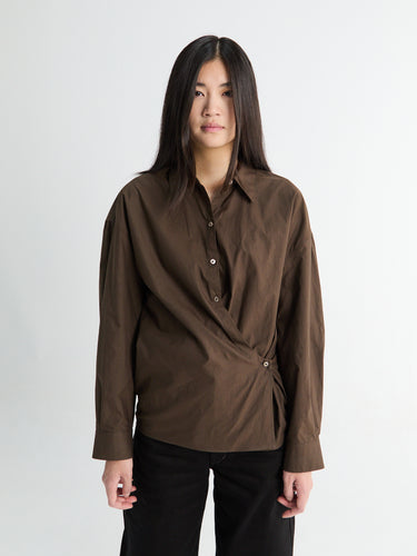 Lemaire - Straight Collar Twisted Shirt in Truffle