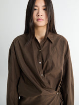 Lemaire - Straight Collar Twisted Shirt in Truffle