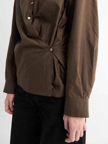 Lemaire - Straight Collar Twisted Shirt in Truffle