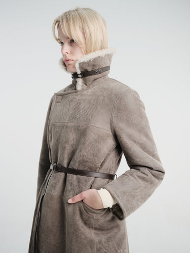 Lemaire - Shearling Coat in Smog