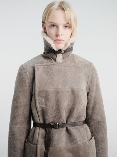 Lemaire - Shearling Coat in Smog