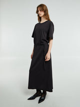 Lemaire - Belted Rib T-Shirt Dress in Squid Ink