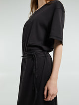 Lemaire - Belted Rib T-Shirt Dress in Squid Ink