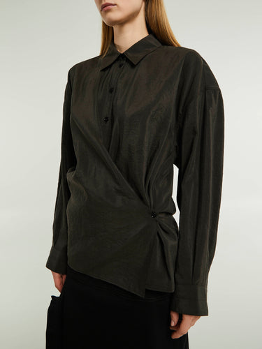 Lemaire - Straight Collar Twisted Shirt in Dark Espresso