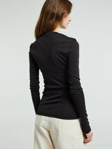 Lemaire - Rib Long Sleeve T-Shirt in Squid Ink