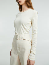 Lemaire - Rib Long Sleeve T-Shirt in Light Cream