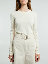 Lemaire - Rib Long Sleeve T-Shirt in Light Cream