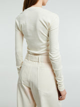 Lemaire - Rib Long Sleeve T-Shirt in Light Cream