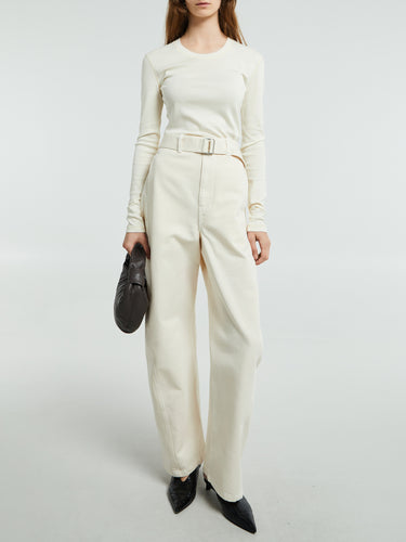 Lemaire - Twisted Belted Pants in Snowy Off-White