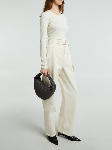 Lemaire - Twisted Belted Pants in Snowy Off-White