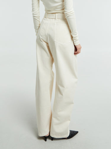 Lemaire - Twisted Belted Pants in Snowy Off-White