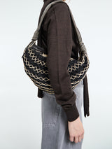 Lemaire - Fortune Croissant Filt Bag in Chevron Light Beige and Black