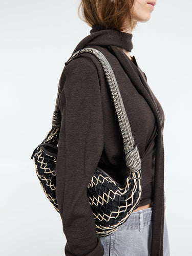 Lemaire - Fortune Croissant Filt Bag in Chevron Light Beige and Black