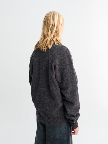 Lemaire - Boxy V Neck Sweater in Grape Melange